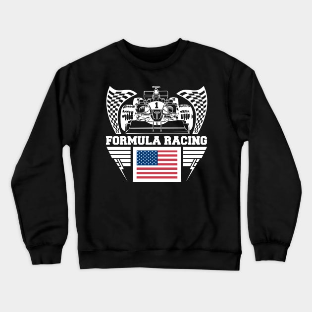 American Formula Racing Car Crewneck Sweatshirt by RadStar